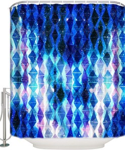 Glittering Geometric Diamond Lattice Bathroom Shower Curtain - Home Decor