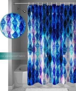 Glittering Geometric Diamond Lattice Bathroom Shower Curtain - Home Decor