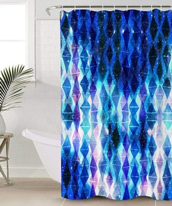 Glittering Geometric Diamond Lattice Bathroom Shower Curtain - Home Decor