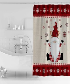 Gnome Snowflake Farmhouse Xmas Shower Curtain - Cute Christmas Bathroom Decor