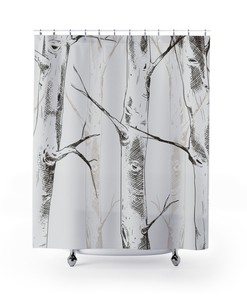 Goblincore Birch Forest Shower Curtain for Unique Nature Lover Home Decor 