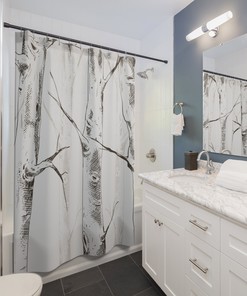 Goblincore Birch Forest Shower Curtain for Unique Nature Lover Home Decor