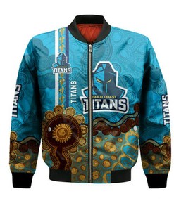 Gold Coast Titans Aboriginal Bomber Jacket Rugby Indigenous Kangaroo Tracks - NRL