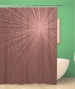 Gold Glossy Rose Quartz Pattern Shower Curtain - Abstract Shiny Luxury Sparkling Bathroom Decor