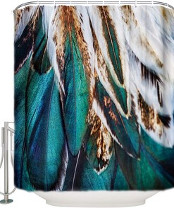 Golden Peacock in Feather Abstract Artwork Pattern Shower Curtain - Modern for Your Bathroom Decor