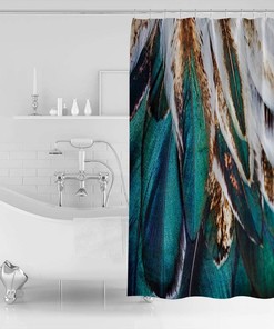 Golden Peacock in Feather Abstract Artwork Pattern Shower Curtain - Modern for Your Bathroom Decor