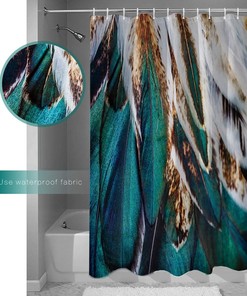 Golden Peacock in Feather Abstract Artwork Pattern Shower Curtain - Modern for Your Bathroom Decor