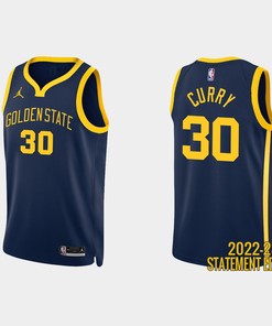 Golden State Warriors 30 Stephen Curry 2022-23 Statement Edition Navy Men Jersey