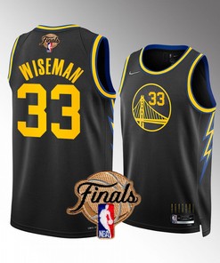 Golden State Warriors 33 James Wiseman 2022 Finals Black Jersey Diamond Badge