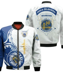 Golden State Warriors Bomber Jacket Basketball Gold Blooded - NBA