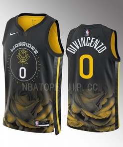 Golden State Warriors Donte DiVincenzo 0 2022-23 City Edition Black Men Jersey Swingman