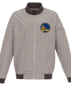 Golden State Warriors JH Design Lightweight Nylon Full-Zip Bomber Jacket - Gray/Charcoal