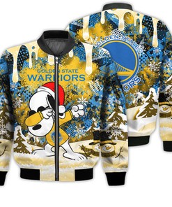 Golden State Warriors Snoopy Dabbing The Peanuts Sports Football American Christmas Dripping Matching Gifts Unisex 3D Bomber Jacket