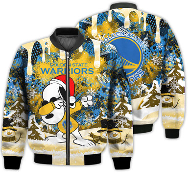 Golden State Warriors Snoopy Dabbing The Peanuts Sports Football American Christmas Dripping Matching Gifts Unisex 3D Bomber Jacket