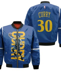 Golden State Warriors Stephen Curry 30 NBA Great Player Basketball Blue Icon Edition 2019 Gift For Warriors Fans Bomber Jacket