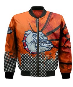 Gonzaga Bulldogs Bomber Jacket Basketball Net Grunge Pattern- NCAA