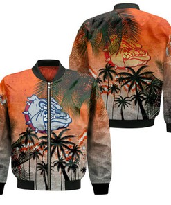 Gonzaga Bulldogs Bomber Jacket Coconut Tree Tropical Grunge - NCAA