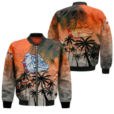 Gonzaga Bulldogs Bomber Jacket Coconut Tree Tropical Grunge - NCAA