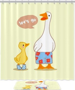 Goose and Duck Waterproof Shower Curtain for Nature Bathroom Decor