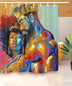 Gorgeous Black African American Shower Curtain - Stall Size Waterproof Fabric Bath Decor