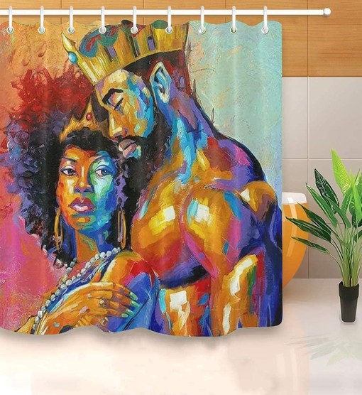 Gorgeous Black African American Shower Curtain - Stall Size Waterproof Fabric Bath Decor
