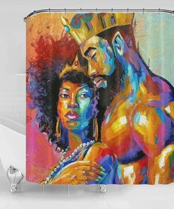 Gorgeous Black African American Shower Curtain - Stall Size Waterproof Fabric Bath Decor