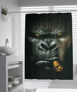 Gorilla Monkey Portrait Bathroom Shower Curtain - Waterproof Fabric