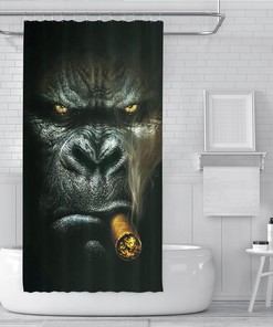 Gorilla Monkey Portrait Bathroom Shower Curtain - Waterproof Fabric