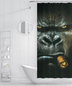 Gorilla Monkey Portrait Bathroom Shower Curtain - Waterproof Fabric