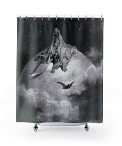 Gothic Death Art Shower Curtain - Witchy Bathroom Decor