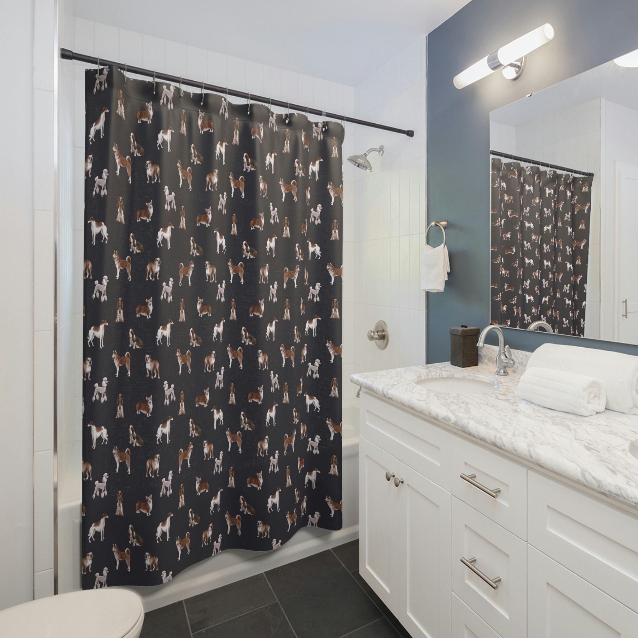 Gothic Dragon Skeleton Field Shower Curtain for Bathroom Decor
