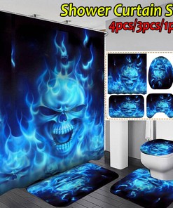 Gothic Skull Fabric Shower Curtain Bathroom Decor 