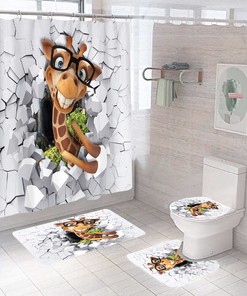 Graceful and Majestic - 3D Giraffe Shower Curtain for Bathroom Decor