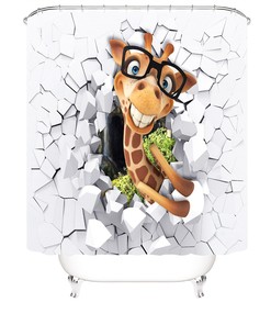 Graceful and Majestic - 3D Giraffe Shower Curtain for Bathroom Decor