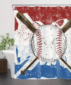 Graffiti Art Baseball Sports Shower Curtain for Sports Bathroom Decor