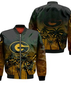 Grambling State Tigers Bomber Jacket Coconut Tree Tropical Grunge - NCAA