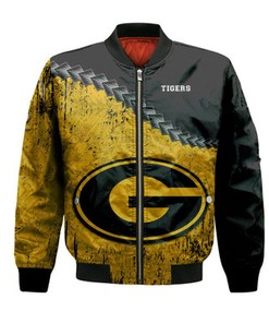 Grambling State Tigers Bomber Jacket Grunge Polynesian Tattoo- NCAA