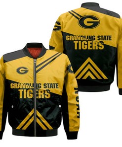 Grambling State Tigers Football Bomber Jacket  - Stripes Cross Shoulders - NCAA