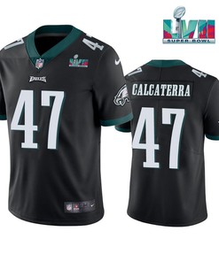 Grant Calcaterra 47 Philadelphia Eagles Super Bowl LVII Vapor Limited Men Jersey - Black