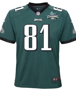 Grant Calcaterra 81 Philadelphia Eagles Super Bowl LVII Champions 2 Stars 2 Stars Youth Game Jersey - Black