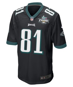 Grant Calcaterra 81 Philadelphia Eagles Super Bowl LVII Champions 2 Stars Men Game Jersey - Black