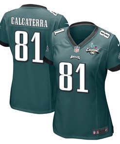 Grant Calcaterra 81 Philadelphia Eagles Super Bowl LVII Champions 2 Stars Women Game Jersey - Midnight Green