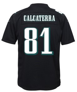 Grant Calcaterra 81 Philadelphia Eagles Super Bowl LVII Champions 2 Stars Youth Game Jersey - Black