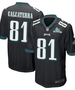 Grant Calcaterra 81 Philadelphia Eagles Super Bowl LVII Champions Men Game Jersey - Black
