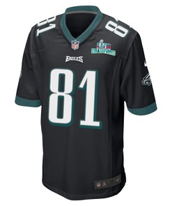 Grant Calcaterra 81 Philadelphia Eagles Super Bowl LVII Champions Men Game Jersey - Black