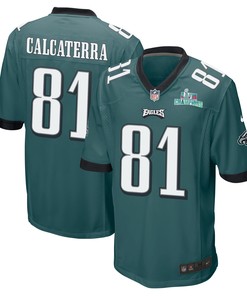 Grant Calcaterra 81 Philadelphia Eagles Super Bowl LVII Champions Men Game Jersey - Midnight Green