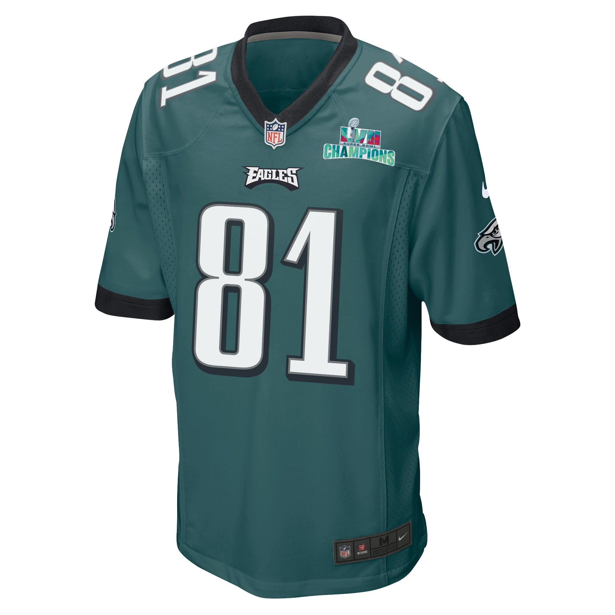 Grant Calcaterra 81 Philadelphia Eagles Super Bowl LVII Champions Men Game Jersey - Midnight Green