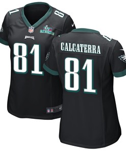 Grant Calcaterra 81 Philadelphia Eagles Super Bowl LVII Champions Women Game Jersey - Black