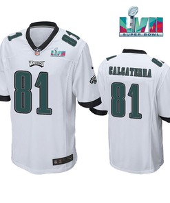 Grant Calcaterra 81 Philadelphia Eagles Super Bowl LVII Game Player Men Jersey - White