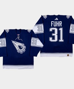 Grant Fuhr 31 Edmonton Oilers 2022-23 Reverse Retro 2.0 Navy Jersey